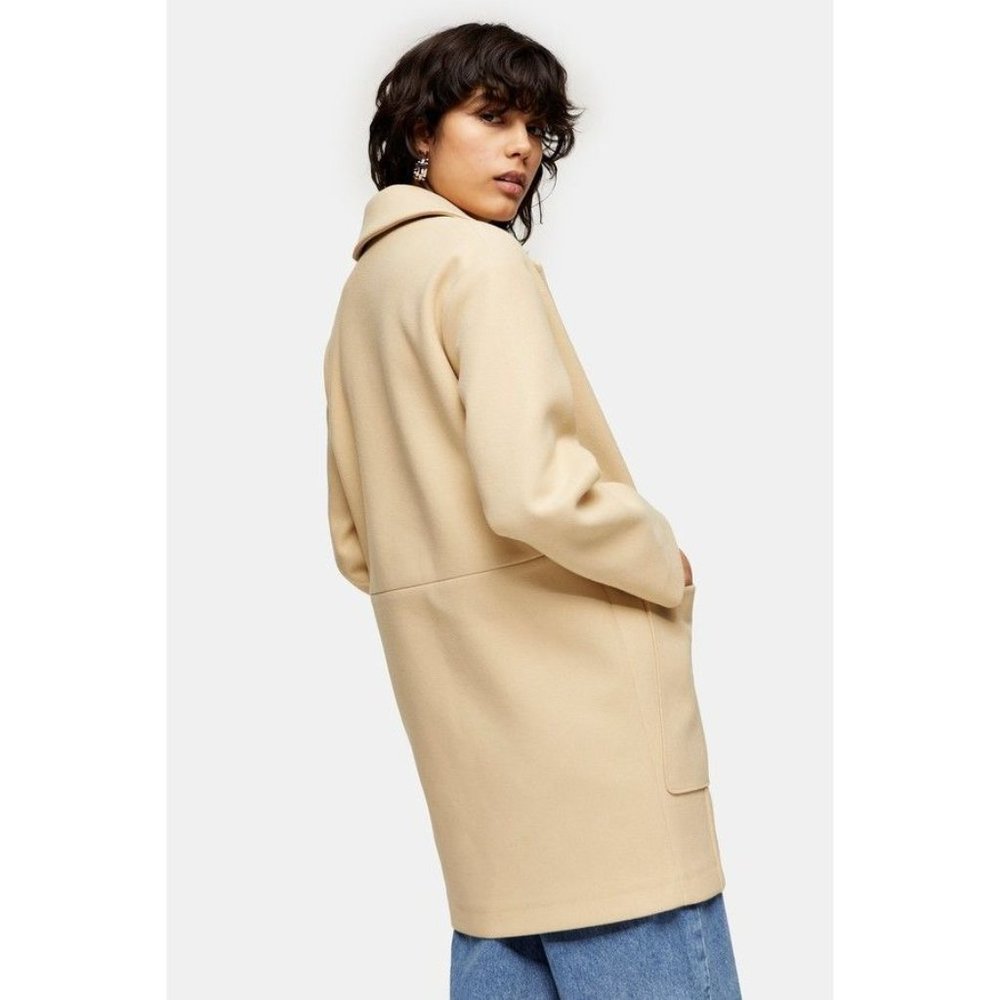🆕 TOPSHOP Margo Oversized Buttermilk Coat Yellow Beige 2 - Picture 3 of 12